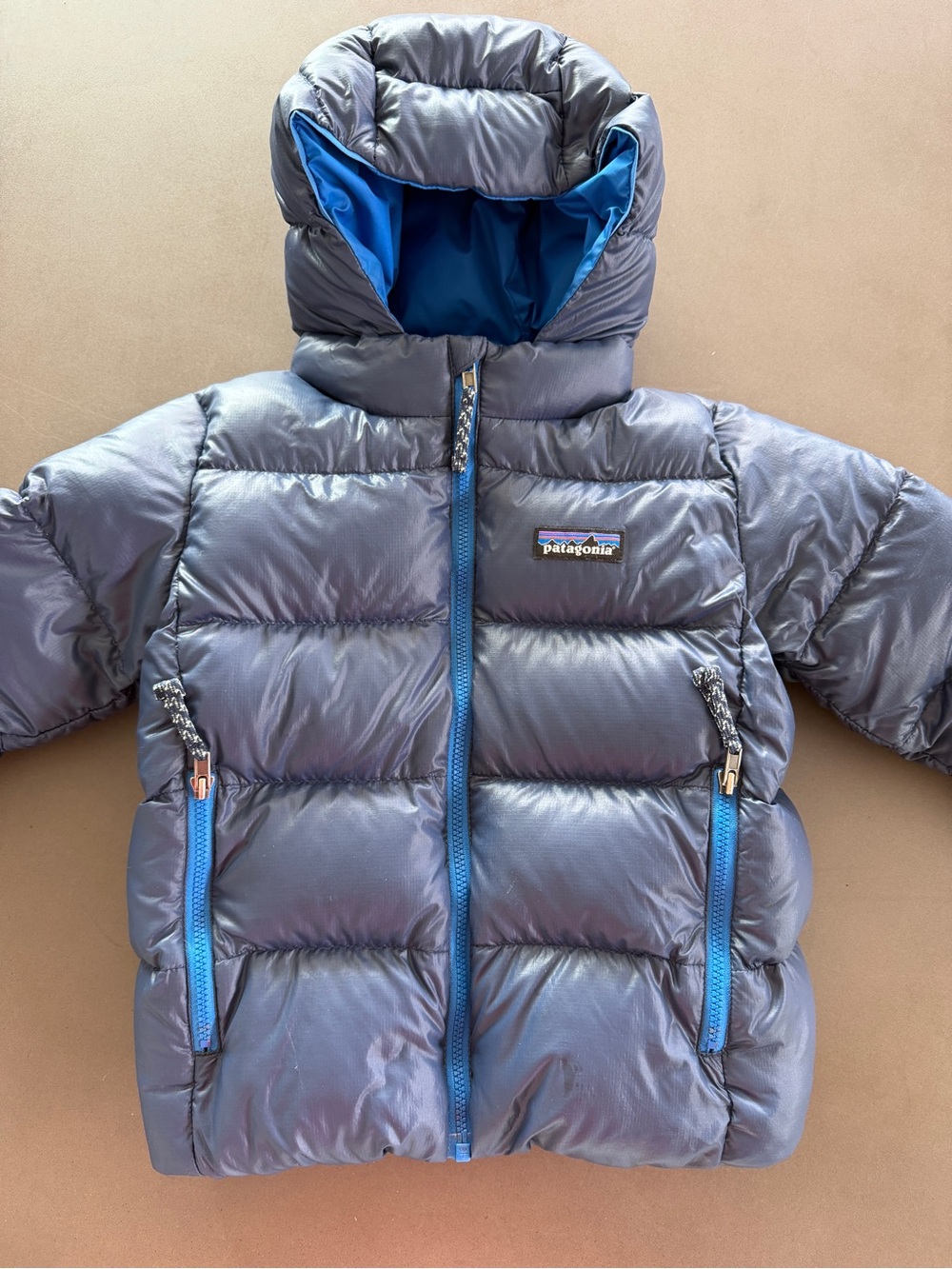 Patagonia Kids Hi-Loft Down Sweater Hoodie Navy 3T